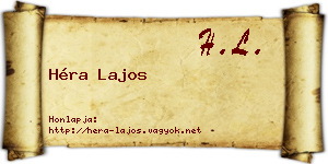 Héra Lajos névjegykártya
